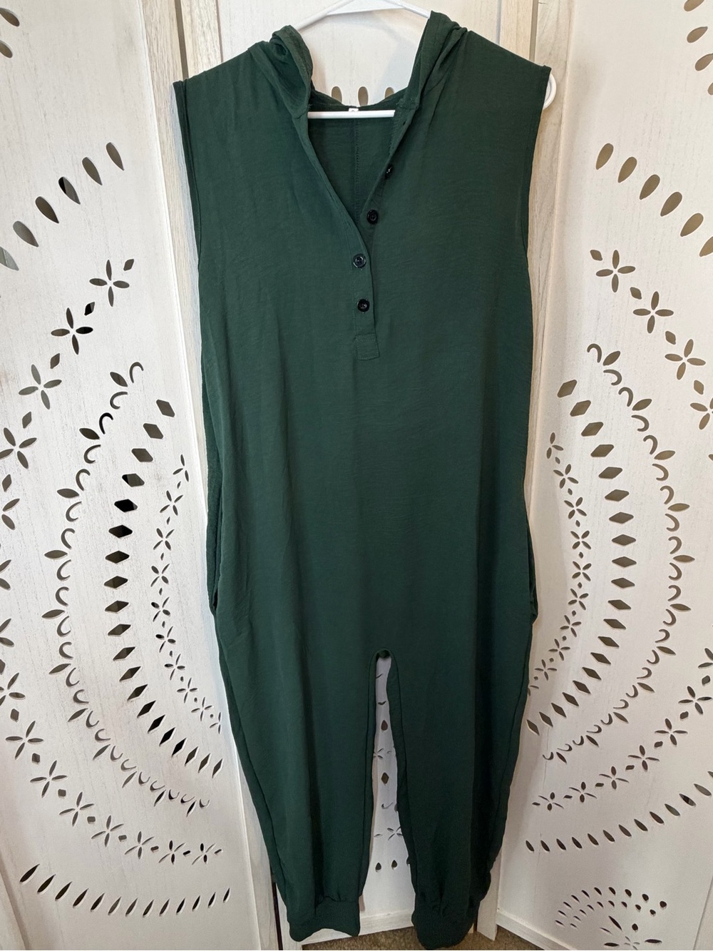 Sleeveless Hooded Jumpsuit - Forest Green